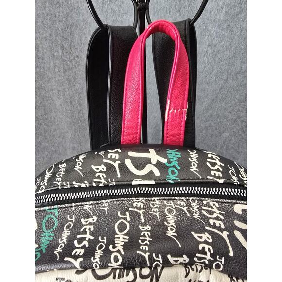 Betsey Johnson Backpack Logo Black Pink Large - Picture 8 of 10
